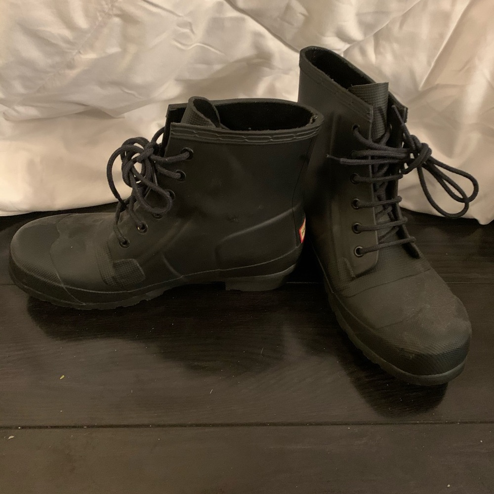 Black hunter combat rain boots